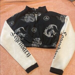 Legendary Black and Cream Dragon Crop Top